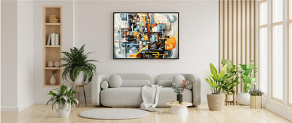 Framed Print Poster Abstract artwork Vibrant Mechanical Shapes Art Framed Attention Grabbing Abstract Art