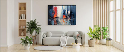 Framed Abstract artwork Vibrant City Art Framed Oil Painting Style Abstract Art