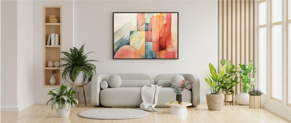 Framed Print Abstract Artwork Simplistic Minimalist Shapes Water Color Painting Style Abstract Art Framed Poster