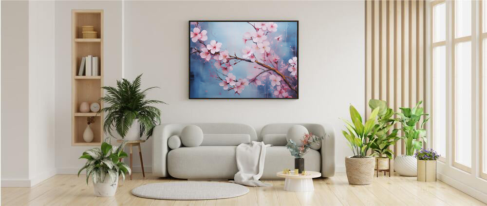 Framed Nature Inspired Artwork Stunning Cherry blossom Painting 