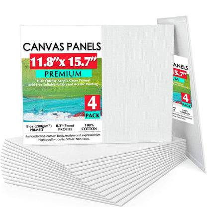 Blank Canvas For Painting 4 Pack White Cotton Stretched