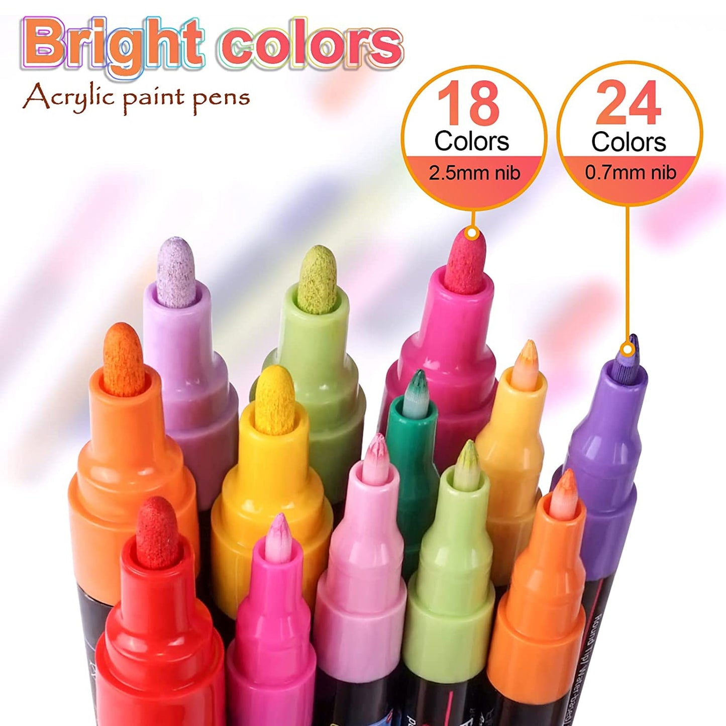 Premium Acrylic Paint Marker 0.7mm Fine Point and 2.0mm Middle Tip Acrylic Paint Pen Marker