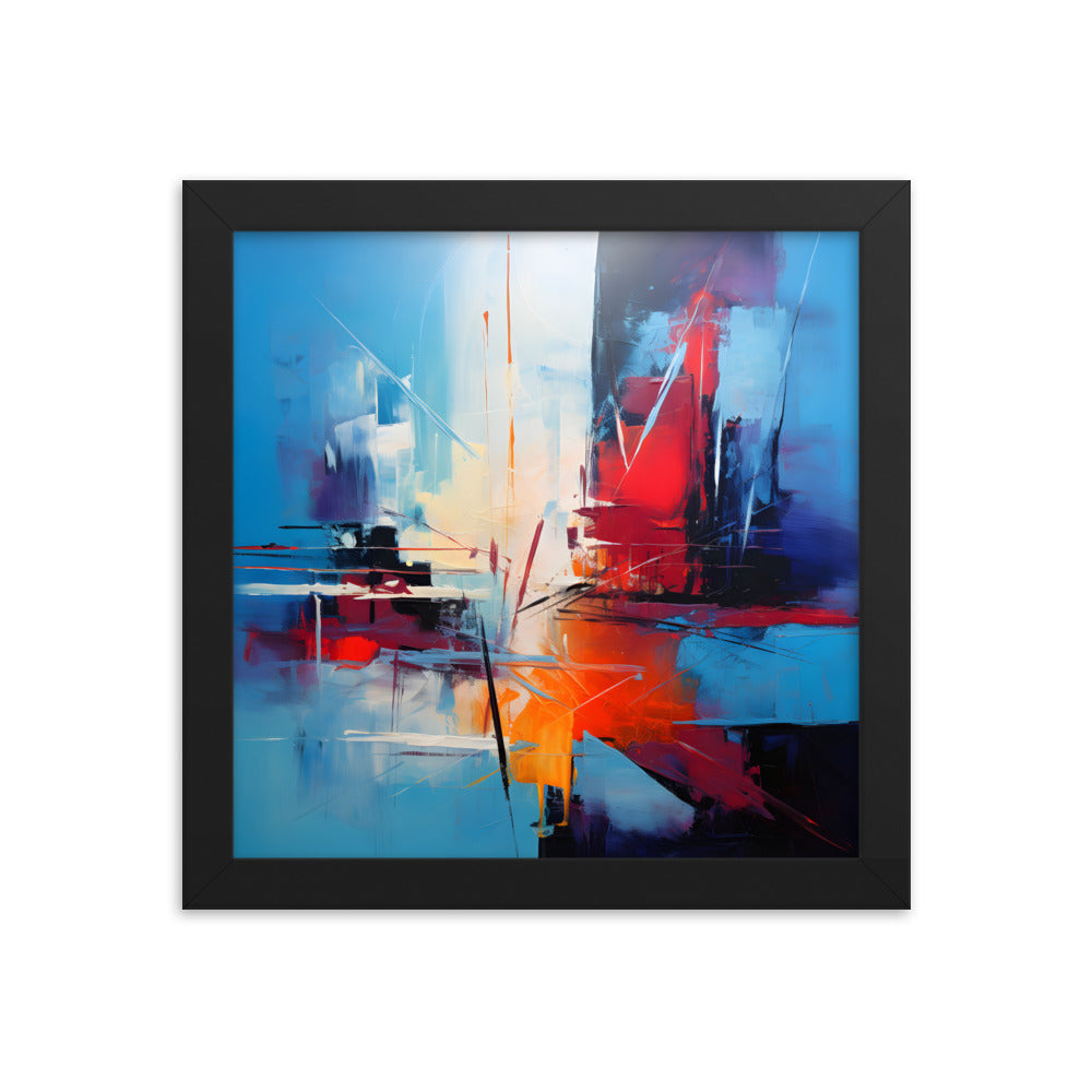 Framed Abstract artwork Vibrant Stunning Style Abstract Art 10x10"