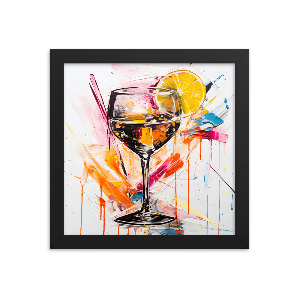 Unique Framed Abstract Alcohol Art Oil Painting Style Framed Print 10" x 10" Square