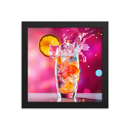 Bright Vibrant Pink Background Supporting a Clear Refreshing Drink With A Slice Of Lemon 10" x 10" Square