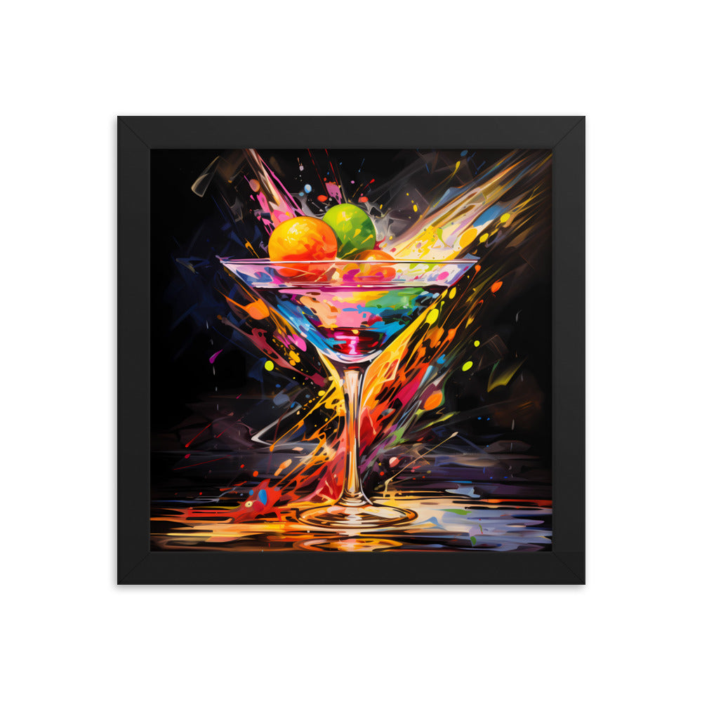 Bright Vibrant Splashes Of Color Promote a Martini Glass Full Of a Questionable Drink 10" x 10" Square