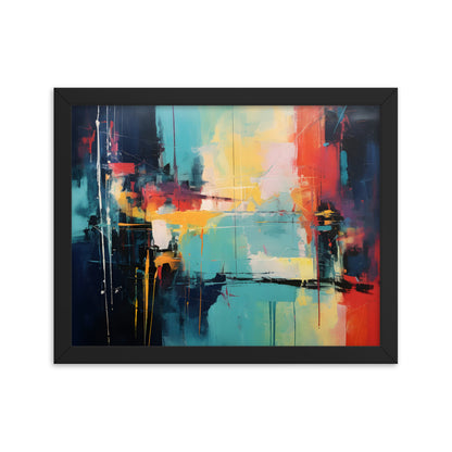 Framed Print Abstract Artwork Oil Painting Style Abstract Art Vibrant Colors And Random Shapes Leaving It Open For Interpretation Framed Poster Nature 11x14"