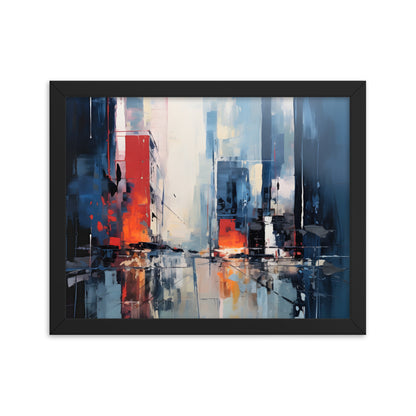 Framed Abstract artwork Vibrant City Art Framed Oil Painting Style Abstract Art