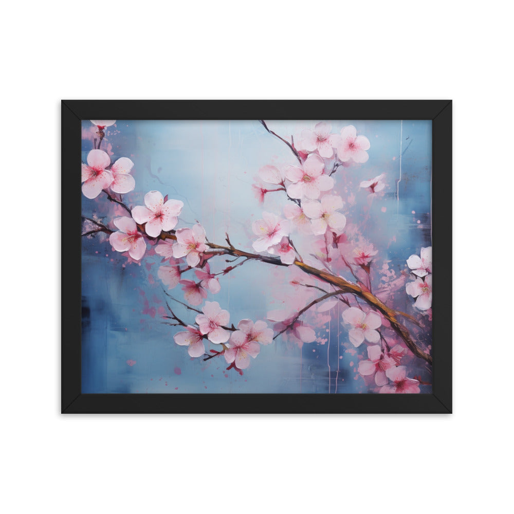 Framed Nature Inspired Artwork Stunning Cherry blossom Painting 11x14"