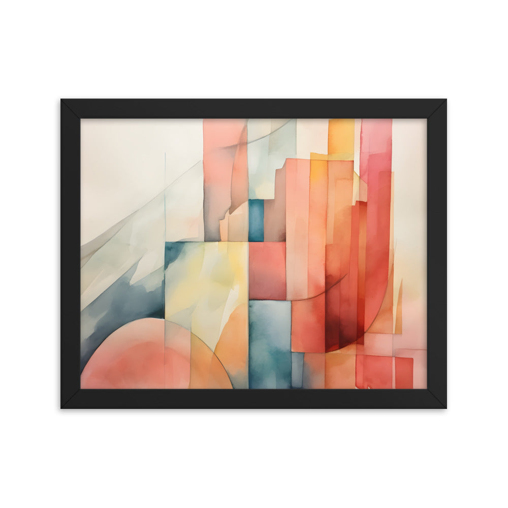 Framed Print Abstract Artwork Simplistic Minimalist Shapes Water Color Painting Style Abstract Art Framed Poster 11x14"