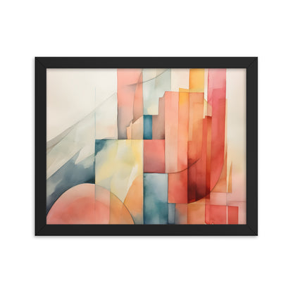 Framed Print Abstract Artwork Simplistic Minimalist Shapes Water Color Painting Style Abstract Art Framed Poster 11x14"