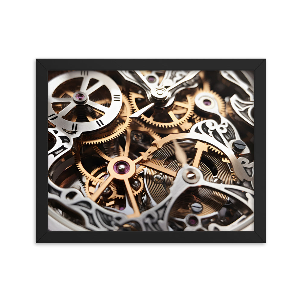 Beautiful Skeletonized Mechanical Watch Gears Exotic Wrist Watch Art Framed Print Art 