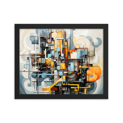 Framed Print Abstract artwork Vibrant Mechanical Shapes Art Framed Attention Grabbing Abstract Art 11x14"