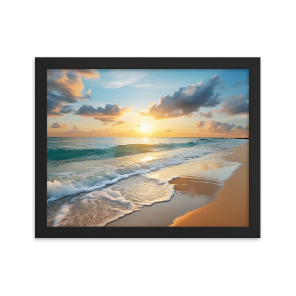 Framed Print Artwork Beach Ocean Waves Sunset Framed Poster Artwork