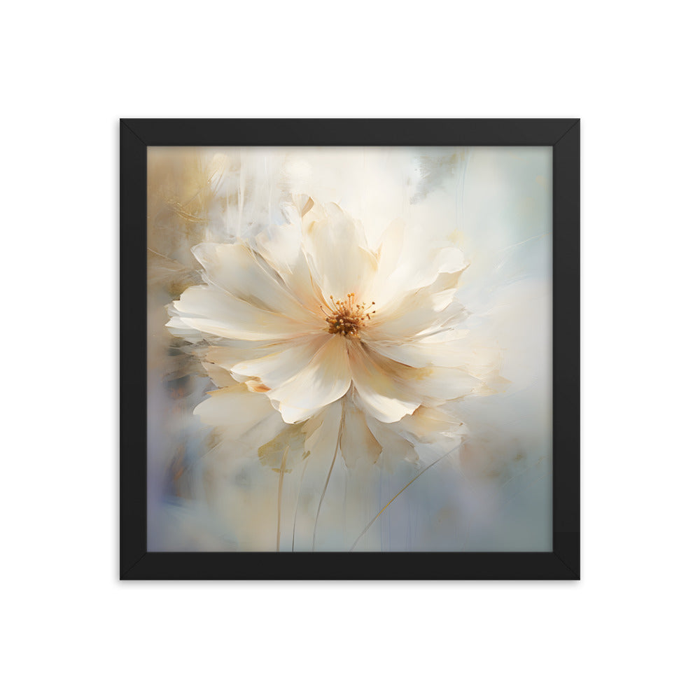 Framed Print Watercolor Style Soft White Daisy Flower Painted Nature Art Plants Flowers Garden Framed Poster 12x12"