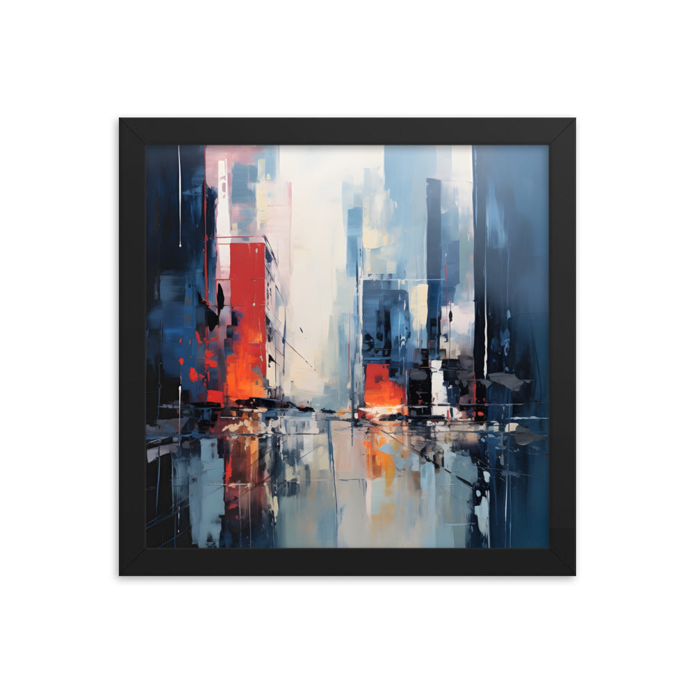 Framed Abstract artwork Vibrant City Art Framed Oil Painting Style Abstract Art