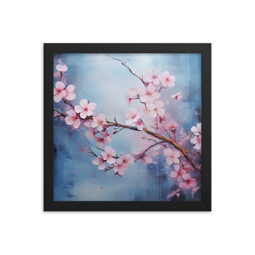 Framed Nature Inspired Artwork Stunning Cherry blossom Painting 12x12"