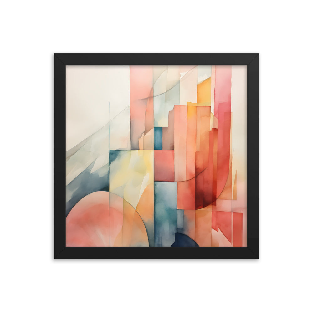 Framed Print Abstract Artwork Simplistic Minimalist Shapes Water Color Painting Style Abstract Art Framed Poster 12x12"