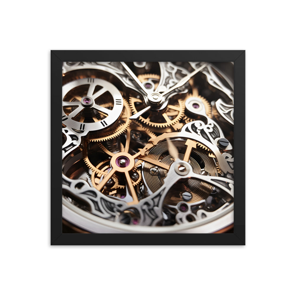 Beautiful Skeletonized Mechanical Watch Gears Exotic Wrist Watch Art Framed Print Art 