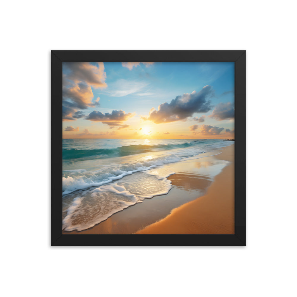 Framed Print Artwork Beach Ocean Waves Sunset Framed Poster Artwork