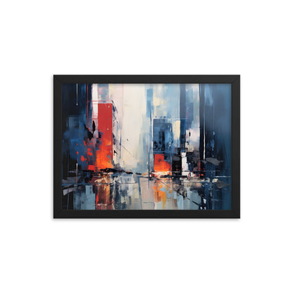 Framed Abstract artwork Vibrant City Art Framed Oil Painting Style Abstract Art