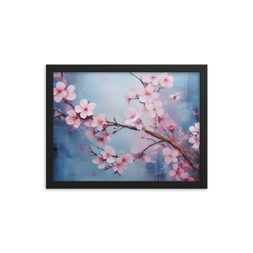 Framed Nature Inspired Artwork Stunning Cherry blossom Painting 12x16"