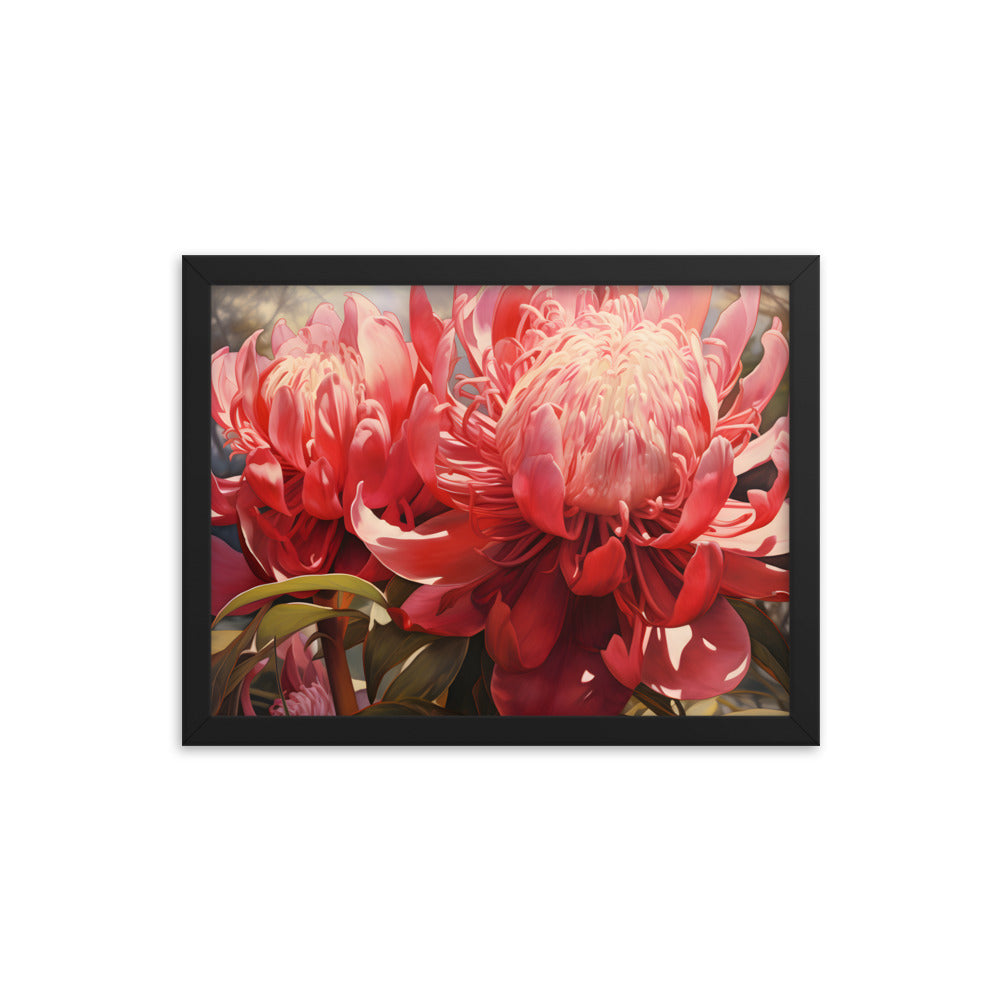 Framed Print Nature Inspired Artwork Stunning Bright Vibrant Blooming Wattle Oil Painting Style Framed Poster 12x16"