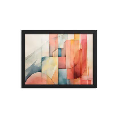 Framed Print Abstract Artwork Simplistic Minimalist Shapes Water Color Painting Style Abstract Art Framed Poster 12x16"