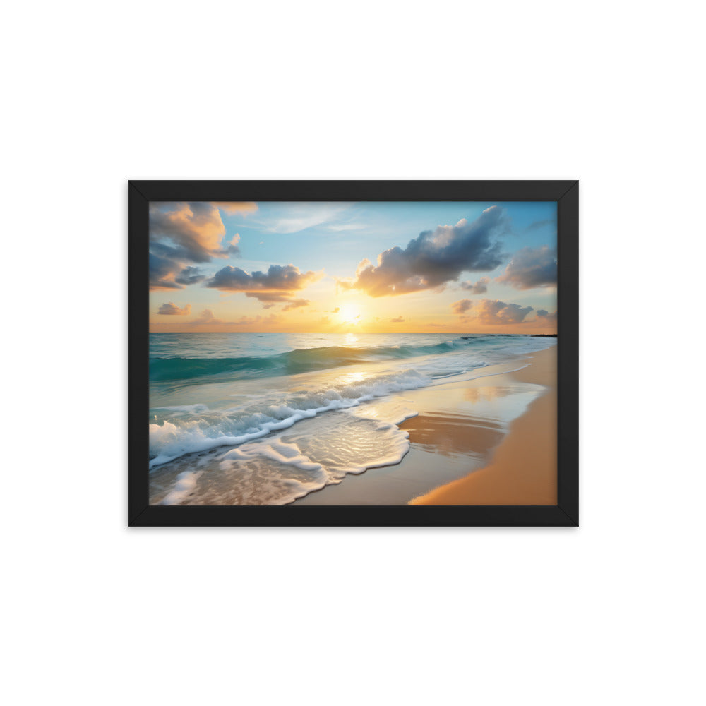 Framed Print Artwork Beach Ocean Waves Sunset Framed Poster Artwork