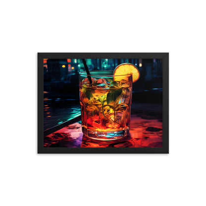 Framed Artwork Bar/Night Life Art Framed Painting Alcohol Art Bartender Fixing Drinks In A Vibrant Bar