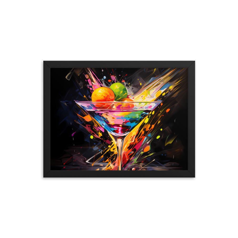 Bright Vibrant Splashes Of Color Promote a Martini Glass Full Of a Questionable Drink 12" x 16" Horizontal