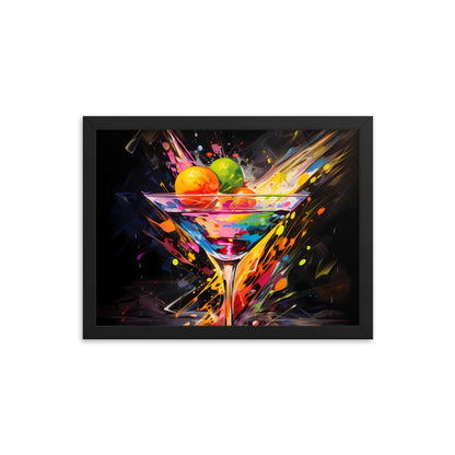 Bright Vibrant Splashes Of Color Promote a Martini Glass Full Of a Questionable Drink 12" x 16" Horizontal