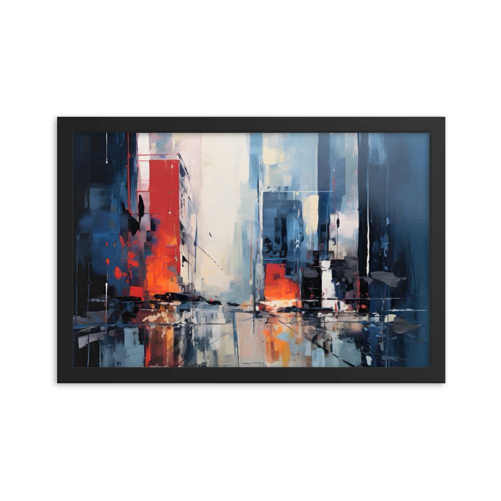 Framed Abstract artwork Vibrant City Art Framed Oil Painting Style Abstract Art