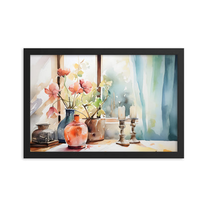 Framed Abstract artwork Vibrant Home Style Art Framed Watercolor Style Painting Framed Art