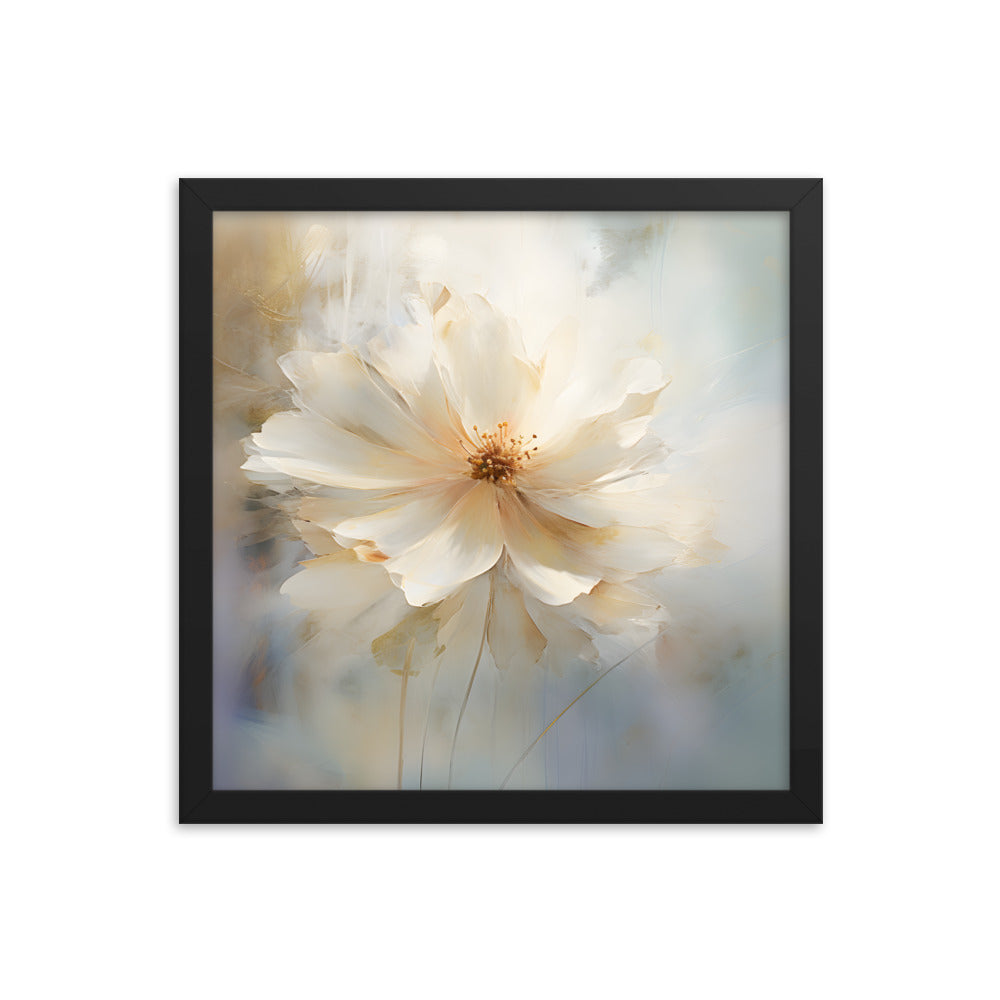 Framed Print Watercolor Style Soft White Daisy Flower Painted Nature Art Plants Flowers Garden Framed Poster 14x14"