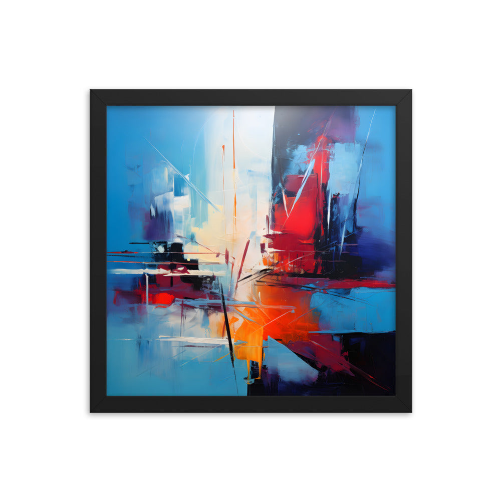 Framed Abstract artwork Vibrant Stunning Style Abstract Art 14x14"