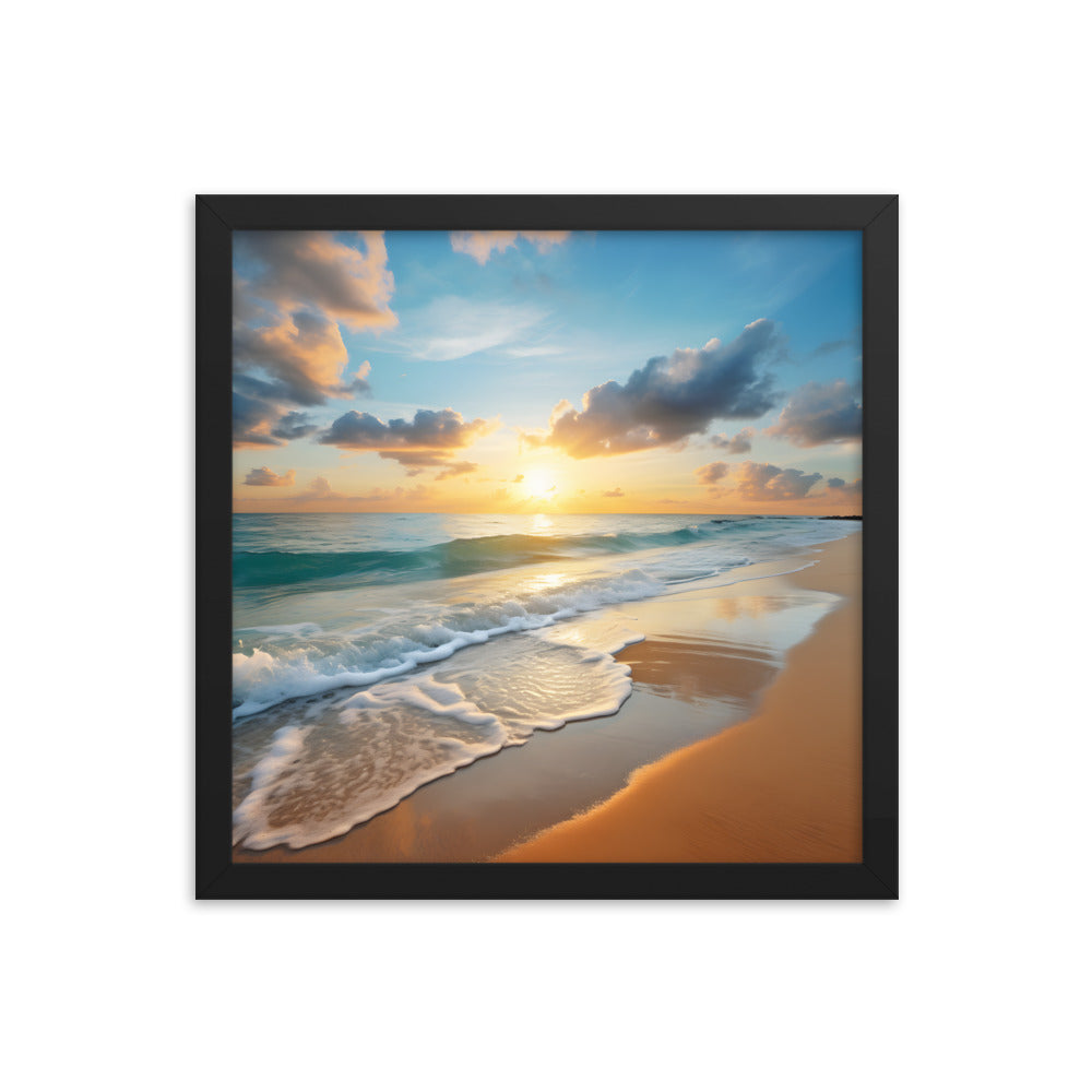 Framed Print Artwork Beach Ocean Waves Sunset Framed Poster Artwork