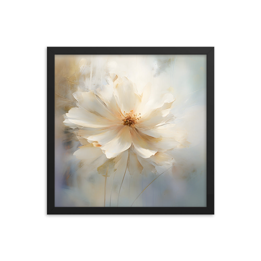 Framed Print Watercolor Style Soft White Daisy Flower Painted Nature Art Plants Flowers Garden Framed Poster 16x16"
