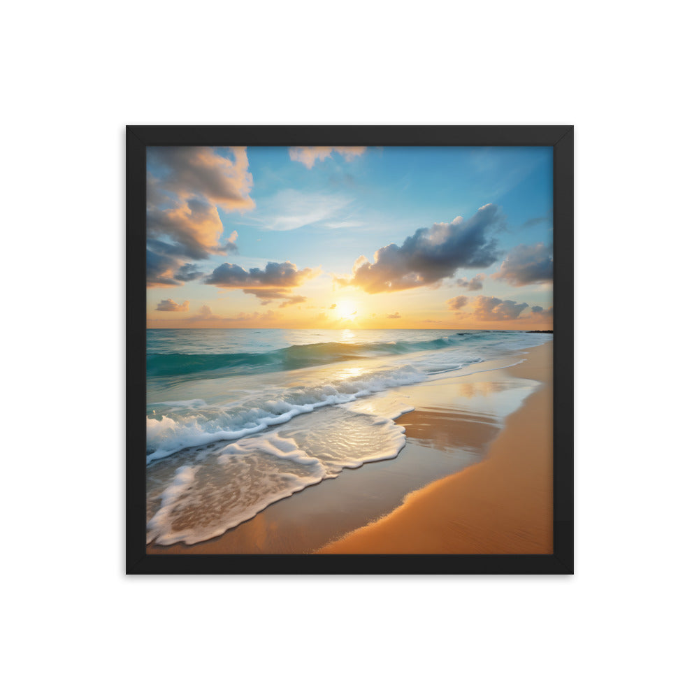 Framed Print Artwork Beach Ocean Waves Sunset Framed Poster Artwork