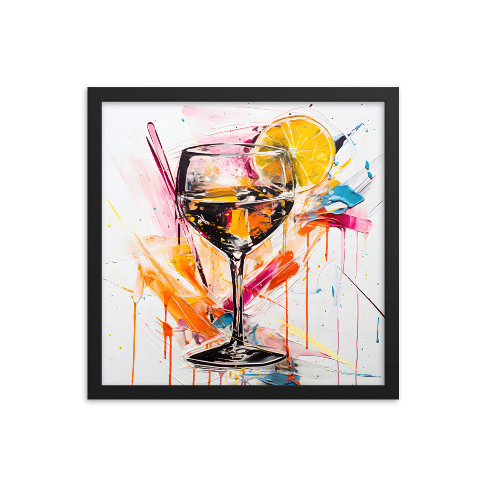 Unique Framed Abstract Alcohol Art Oil Painting Style Framed Print 16" x 16" Square