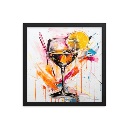 Unique Framed Abstract Alcohol Art Oil Painting Style Framed Print 16" x 16" Square