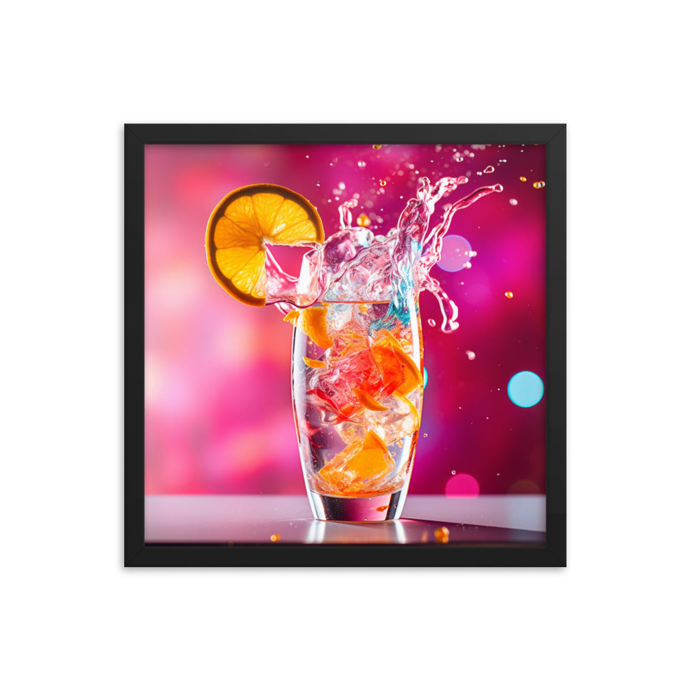 Bright Vibrant Pink Background Supporting a Clear Refreshing Drink With A Slice Of Lemon 16" x 16" Square