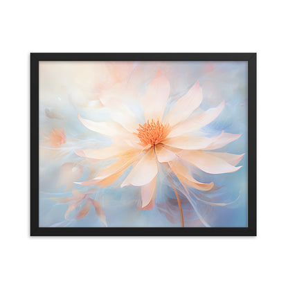 Framed Print Watercolor Style Soft White Daisy Flower Light Blue Background Soothing & Overall Calming Feel Painted Nature Art Plants Flowers Garden Framed Poster 16x20"