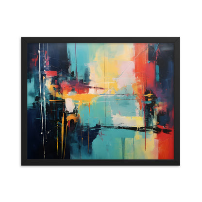 Framed Print Abstract Artwork Oil Painting Style Abstract Art Vibrant Colors And Random Shapes Leaving It Open For Interpretation Framed Poster Nature 16x20"