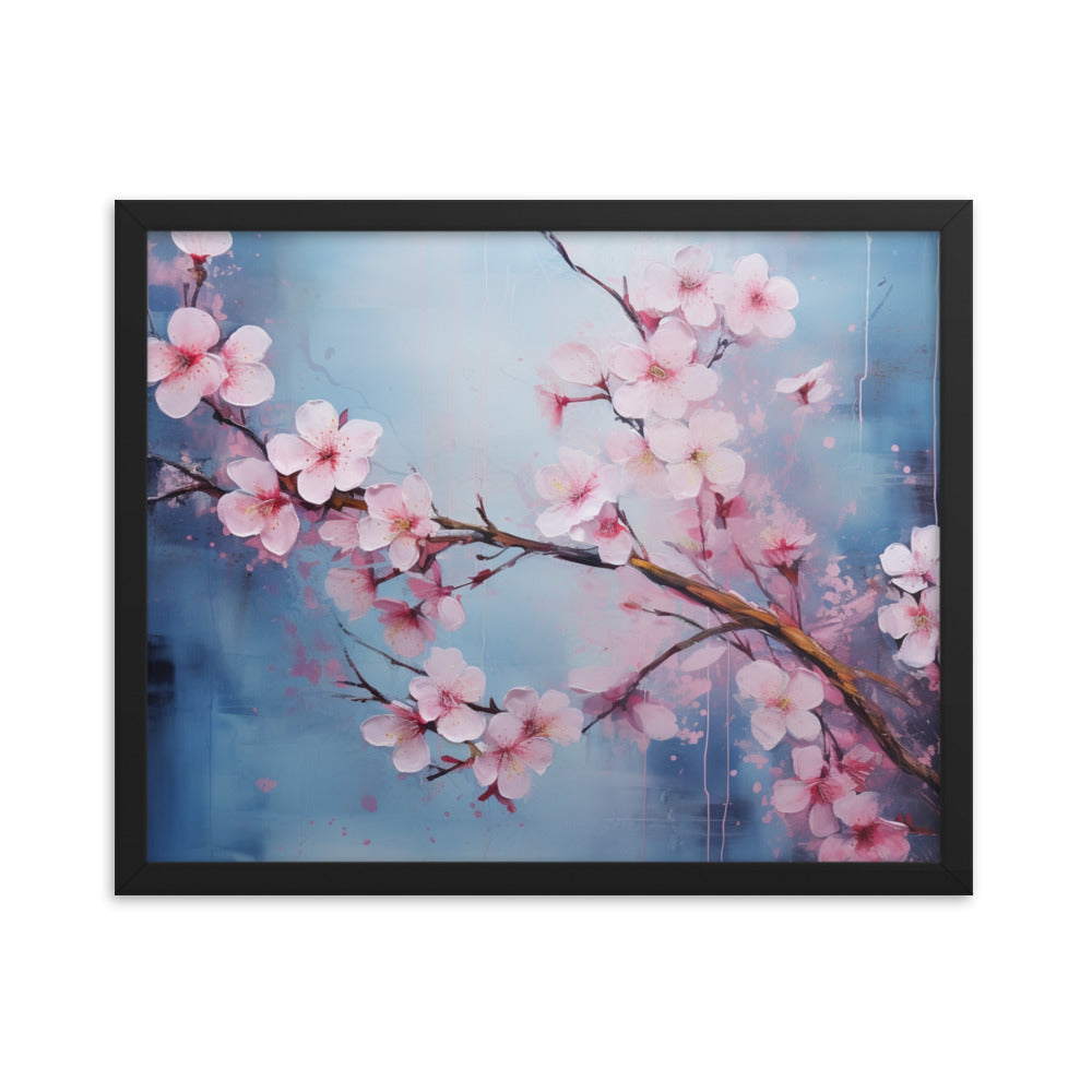 Framed Nature Inspired Artwork Stunning Cherry blossom Painting 16x20"