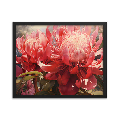 Framed Print Nature Inspired Artwork Stunning Bright Vibrant Blooming Wattle Oil Painting Style Framed Poster 16x20"