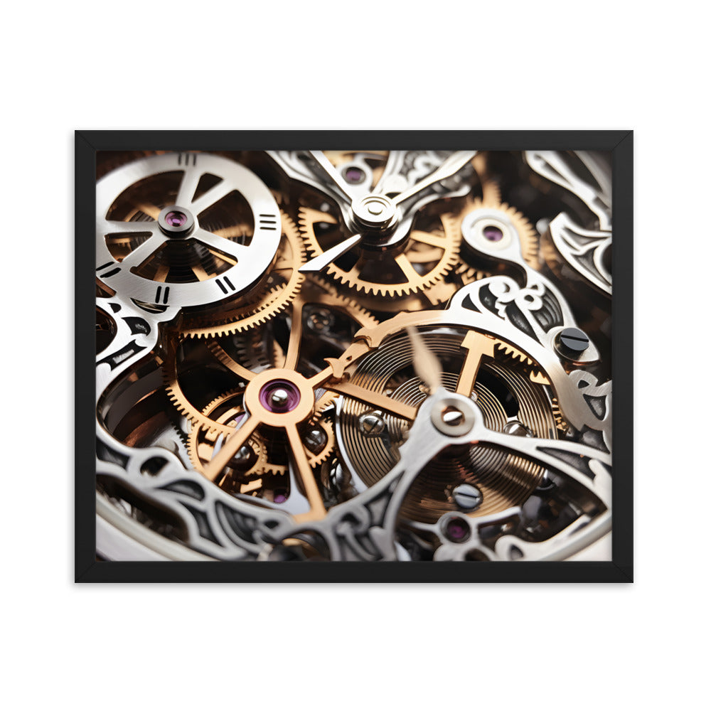 Beautiful Skeletonized Mechanical Watch Gears Exotic Wrist Watch Art Framed Print Art 