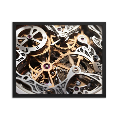 Beautiful Skeletonized Mechanical Watch Gears Exotic Wrist Watch Art Framed Print Art 