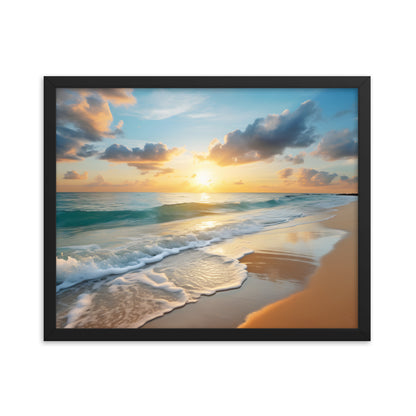 Framed Print Artwork Beach Ocean Waves Sunset Framed Poster Artwork