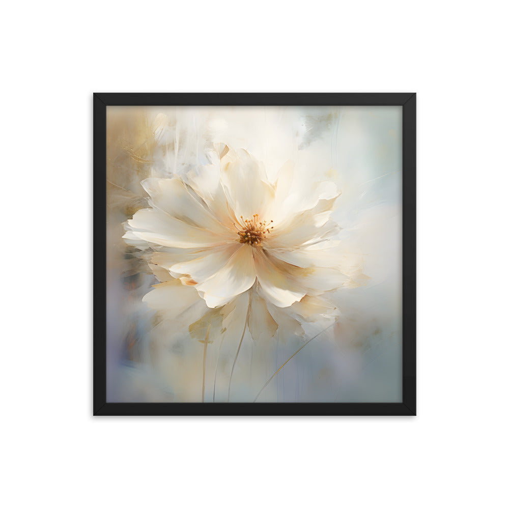 Framed Print Watercolor Style Soft White Daisy Flower Painted Nature Art Plants Flowers Garden Framed Poster 18x18"